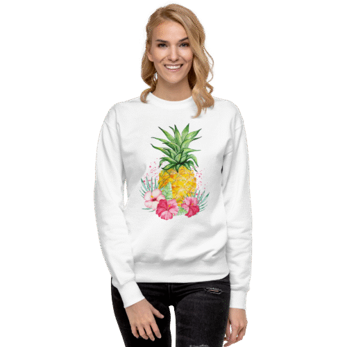 Pineapple Flowers Sweatshirt White